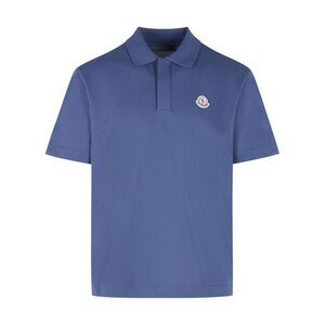 Moncler Polo Shirt In Blue Cotton Men